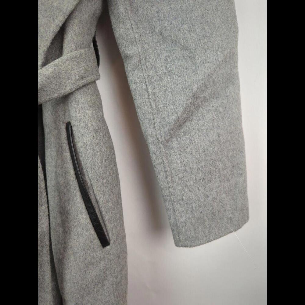 MACKAGE Women's Sz US L Mai Gray Wool Cashmere Melange Belted Wrap Coat - Picture 6 of 11